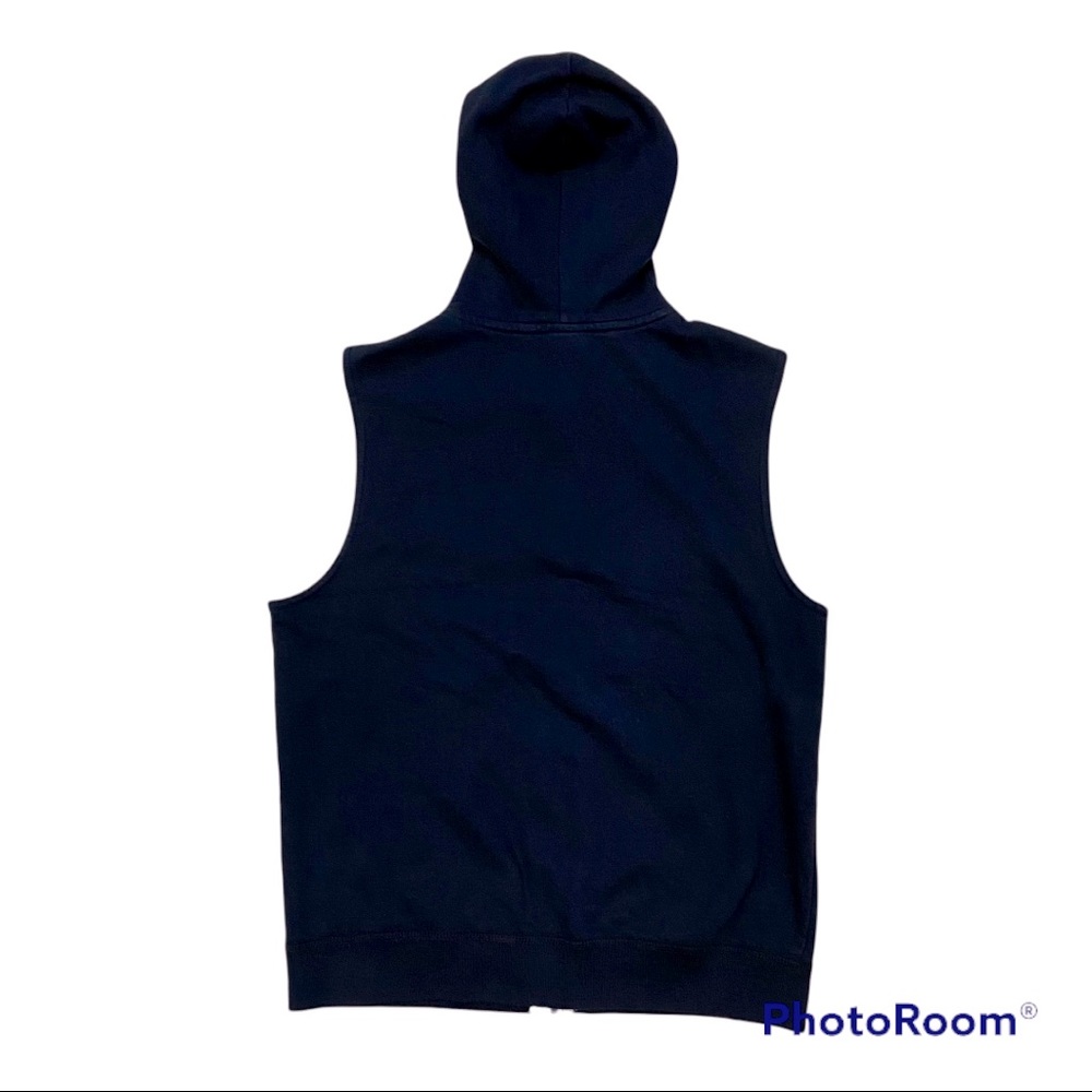 abercrombie kids Boys’ Hooded Fleece Sweatshirt Zip Sleeveless Navy Vest Sz.L/14 - Picture 3 of 6